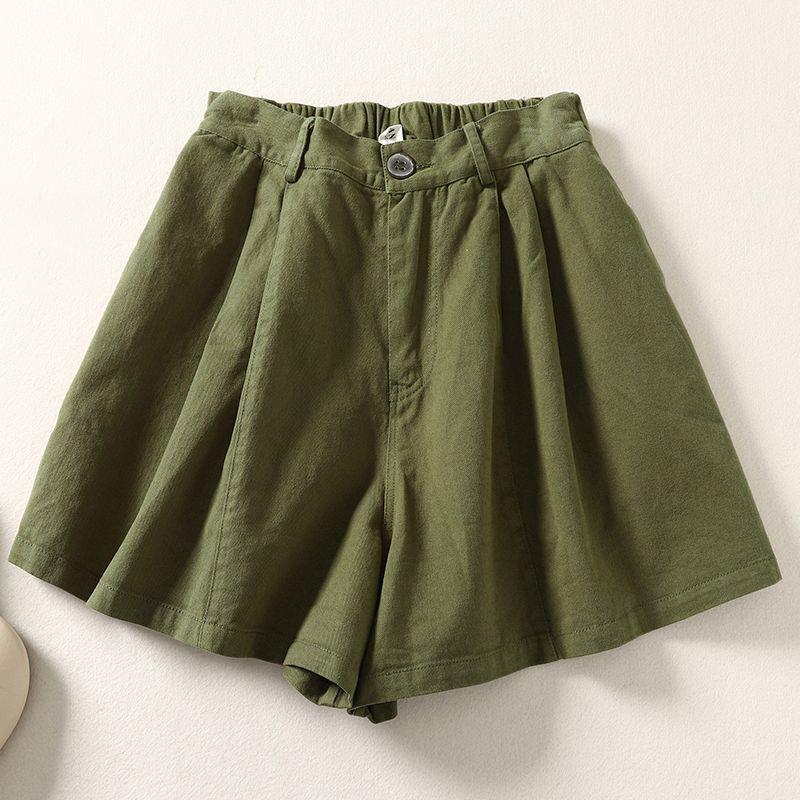 Shorts Pants Women Cotton Summer Versatile Vintage Loose Large Size Casual Wide Leg Pants Shorts