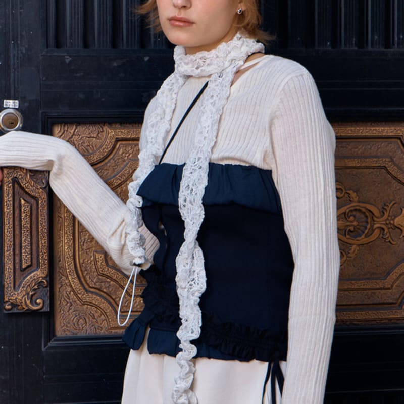 

UNDERCONTROL STUDIO STRING PLEATS MUFFLER / lace / WHITE FREE