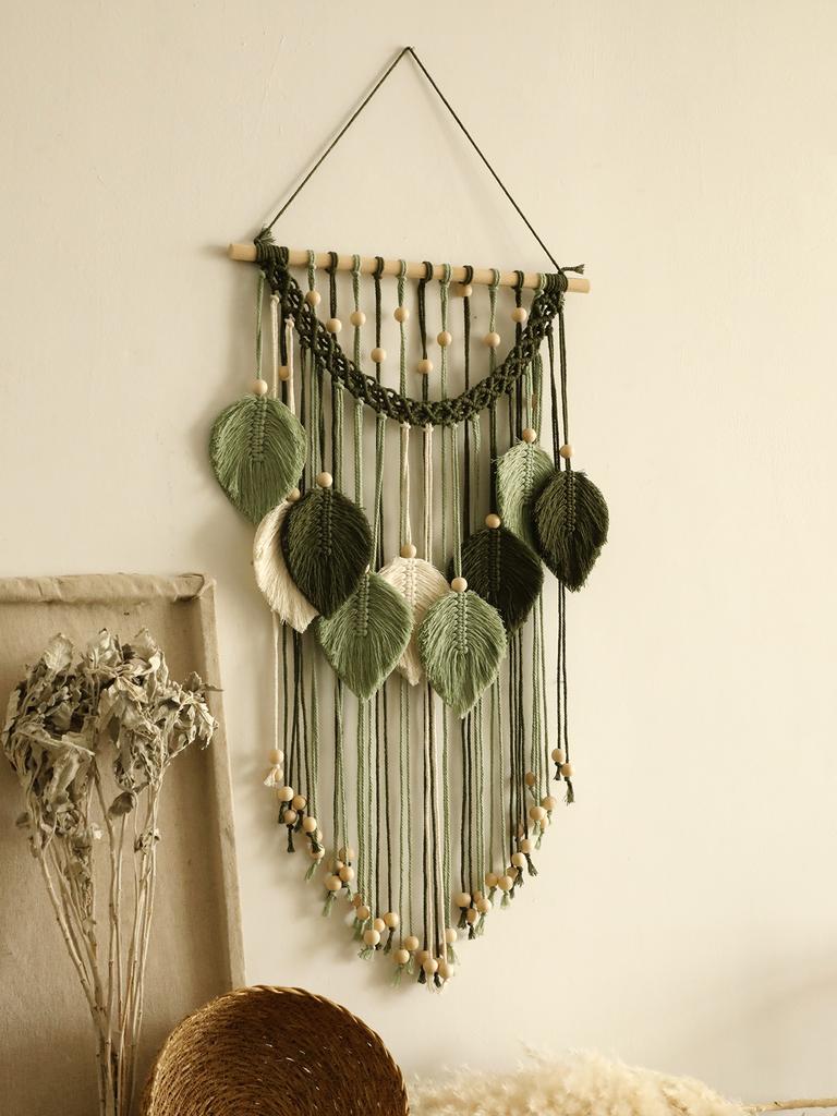 Macrame Leaf Tapestry Boho Home Decoration Handmade Tapestries Wall Art Hanging Decor Room Decors Aesthetic Home Ornament Gift