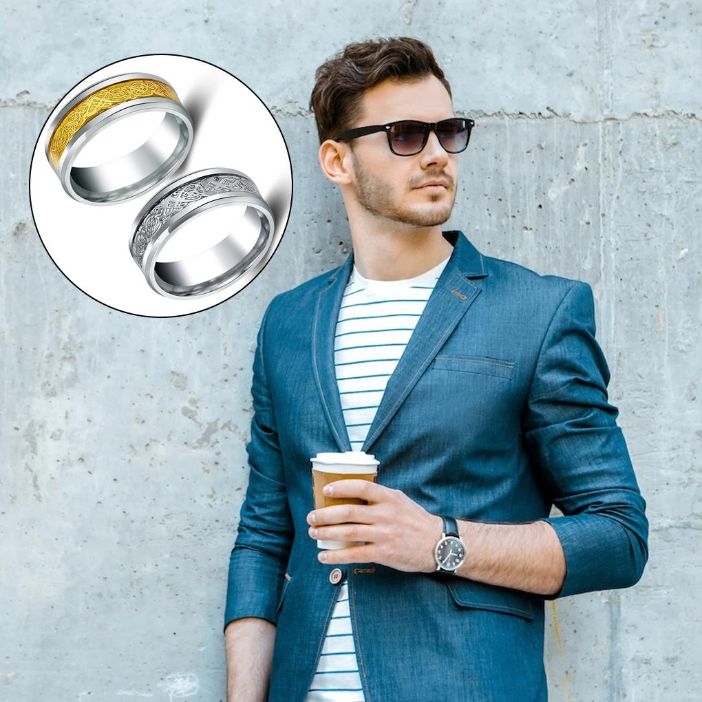 Men Ring Stainless Steel Plated Hand Jewelry Casual Party Holiday Dressing Clothing Decoration Circle Gift Craft