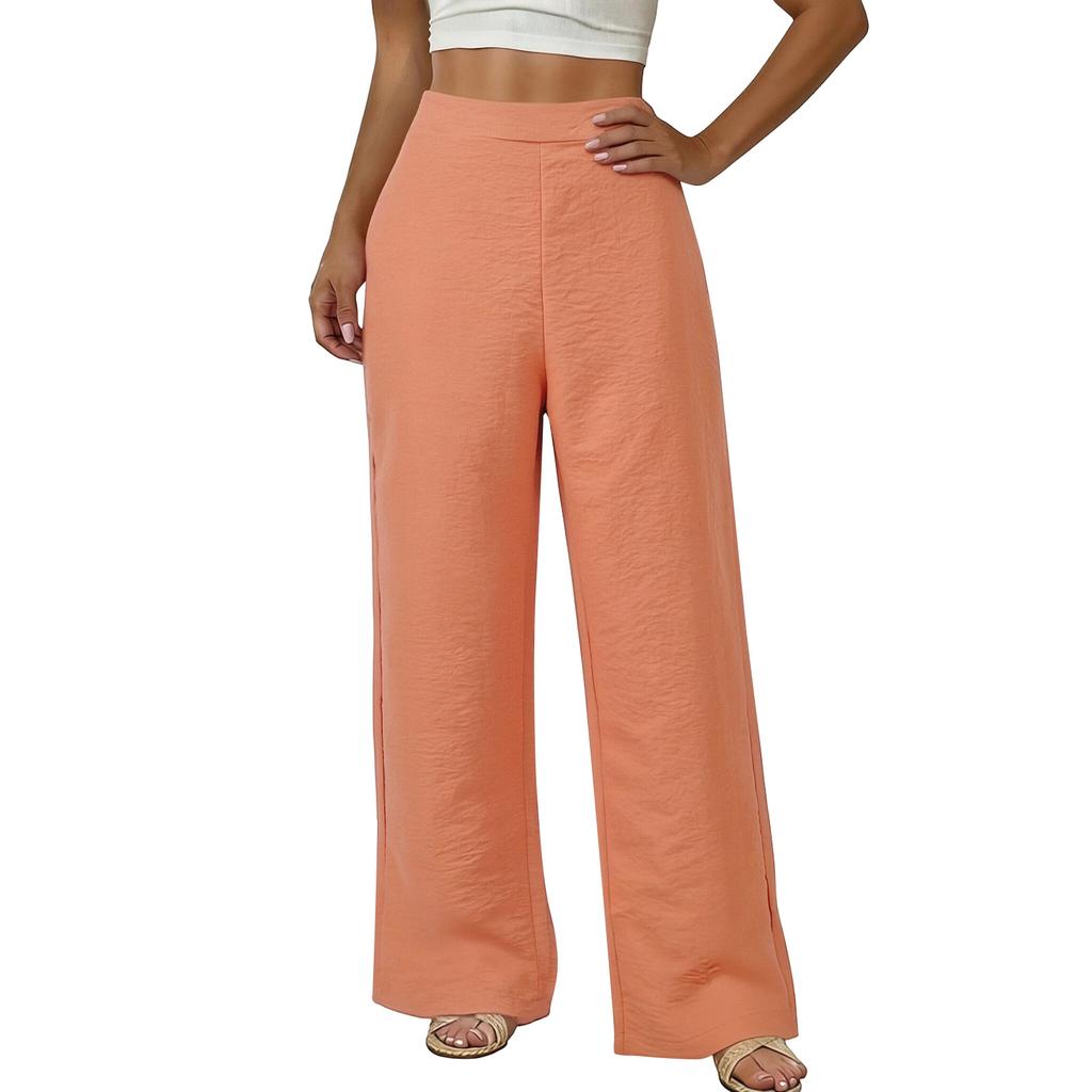 Damen locker weite Hose, lässige lockere Baumwoll-Leinenhose mit Taschen