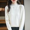 A New Style of Women's Autumn and Winter Hollowed-out Knitted Sweater Paired with A Base Layer A Pullover Long-sleeved and Semi-high-neck Sweater