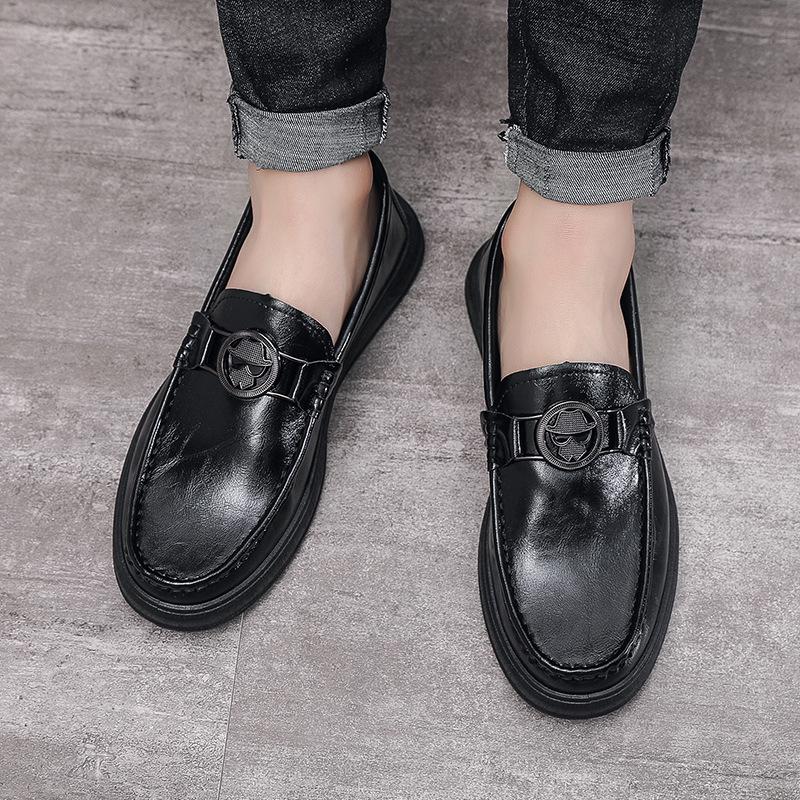 Men's Shoes Spring Men's British Style Business Casual Leather Shoes One Pedal Lazy Beanie Shoes Men's Board Shoes Work Shoes