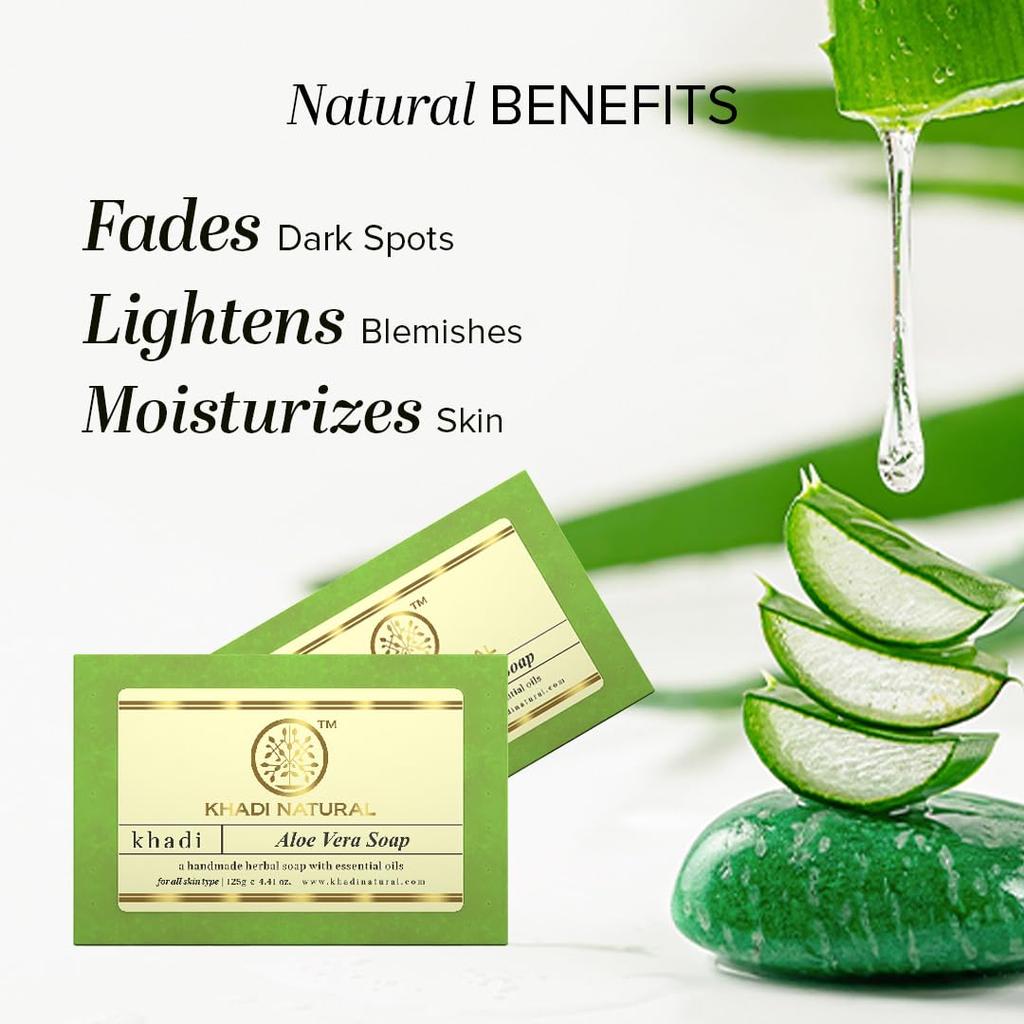 Khadi Natural Aloe Vera Handmade Soap Pack of 1 (125g X 8 pcs) | Hydrating Natural Soap for All Skin Types