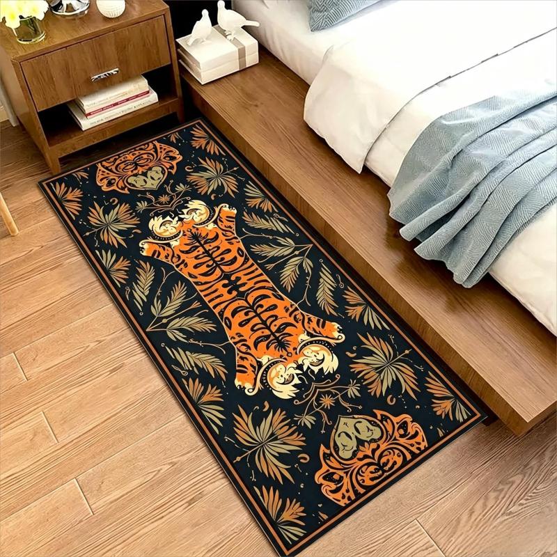 Vintage Tiger Bedside Rug for Bedroom, Room Decoration, Living Room Hallway Runner Rug, Dirt-Resistant and Easy-to-Clean