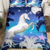 Set Copripiumino Kawaii Unicorno Cartone Animato Set Biancheria da Letto Fantasy Stellato Lunare Galassia da Ragazza Twin King Microfibra Foglie Copripiumino