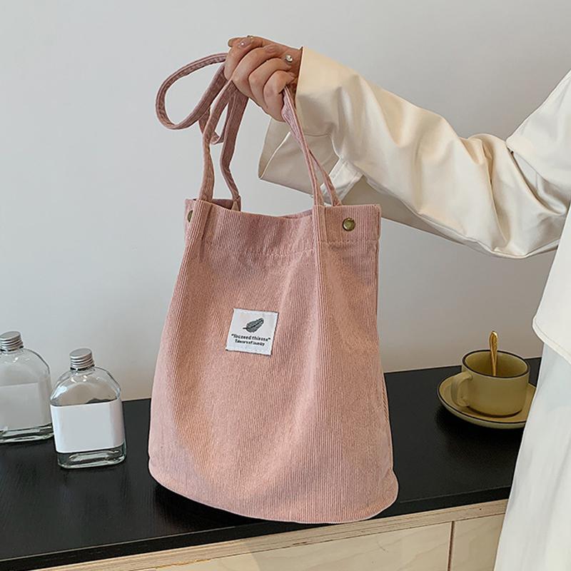 Bolso de hombro para mujer, moderno, versátil, de pana, de gran capacidad, portátil, para compras, bolso de viaje informal para mujer