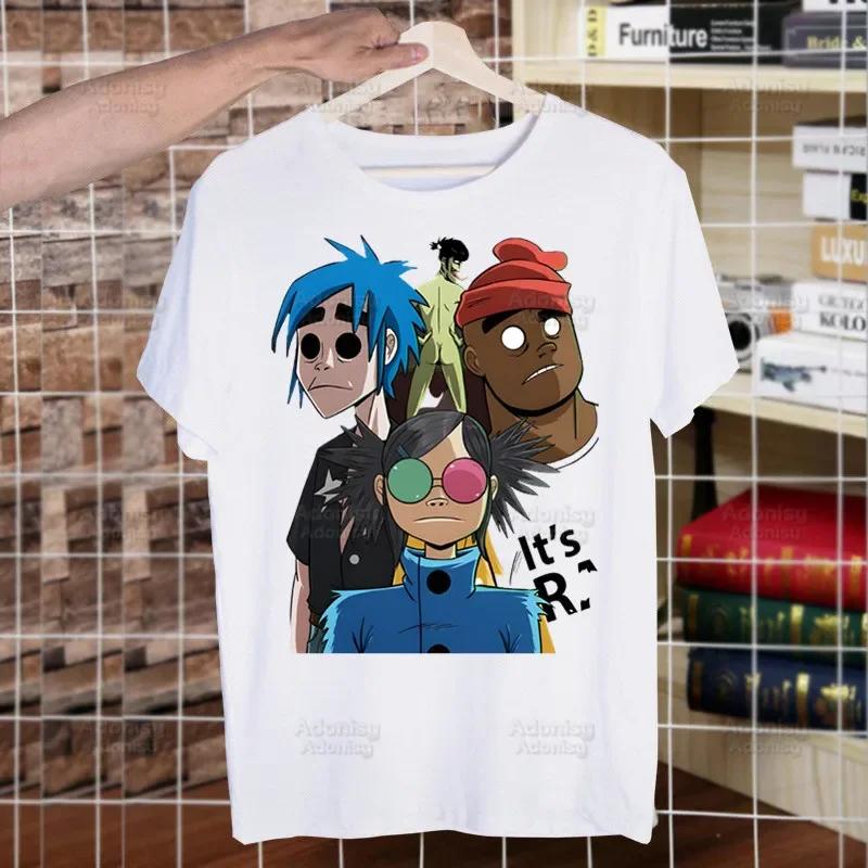 Gorillaz PUNK ROCK Cartoon Funny T Shirt Men New Casual Short Sleeve ChakaKhan Noodle Tshirt Homme Manga Unisex T-shirt Tees
