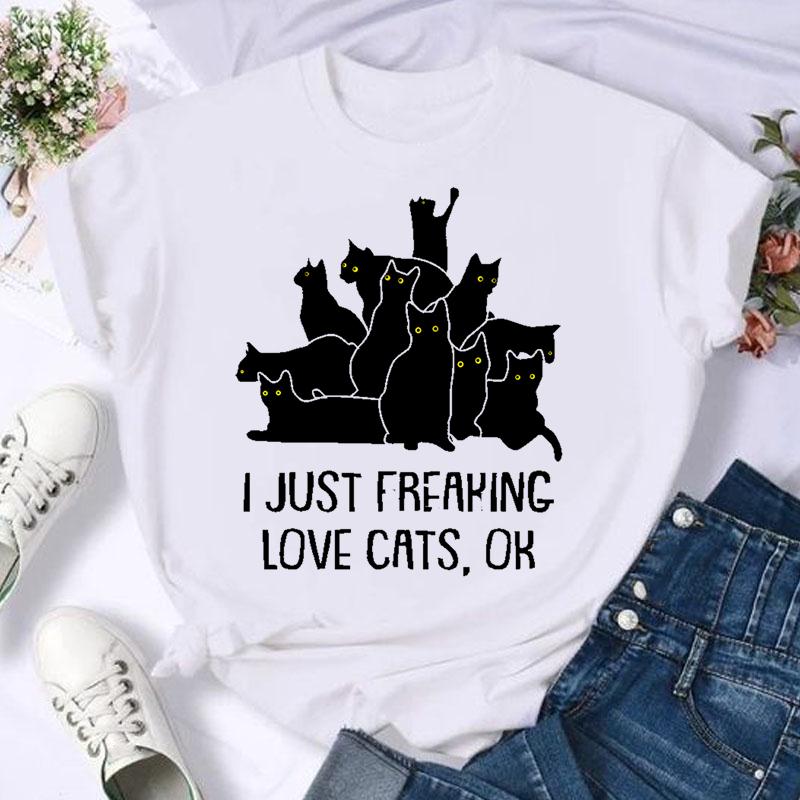Women Print Cat Lovely Pet Animal Cute T Shirt Fashion Summer Female Casual Top Short Sleeve Tshirts Cartoon Graphic T-Shirts Women’s