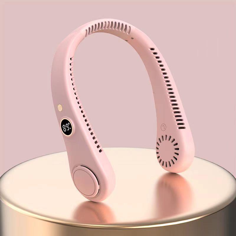 Silent Digital Neck Fan: Leafless, USB Rechargeable, Multi-Speed, Compact Design for Outdoor Sports