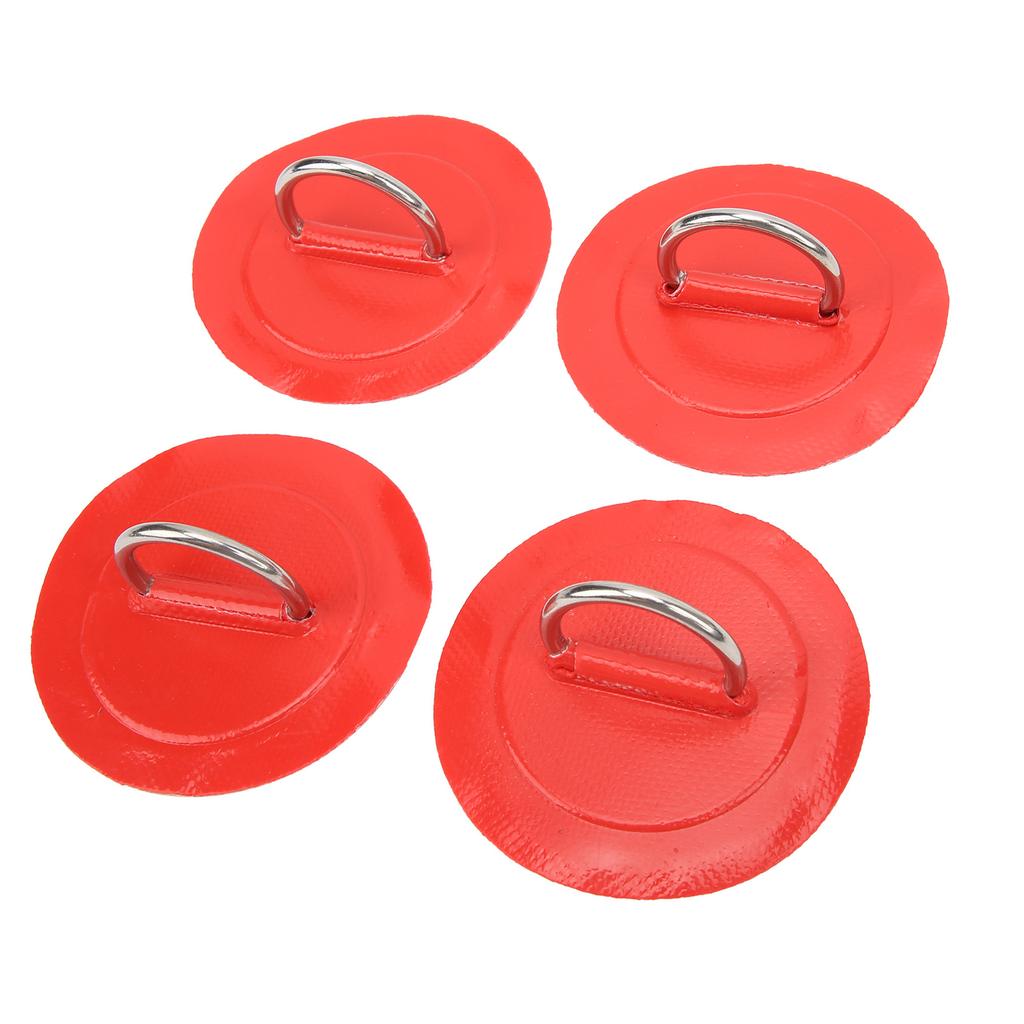 4 Pezzi Gommone DRing Pad Patch PVC Durevole Marino Acciaio Inossidabile Fibbia Fissa(Rosso )