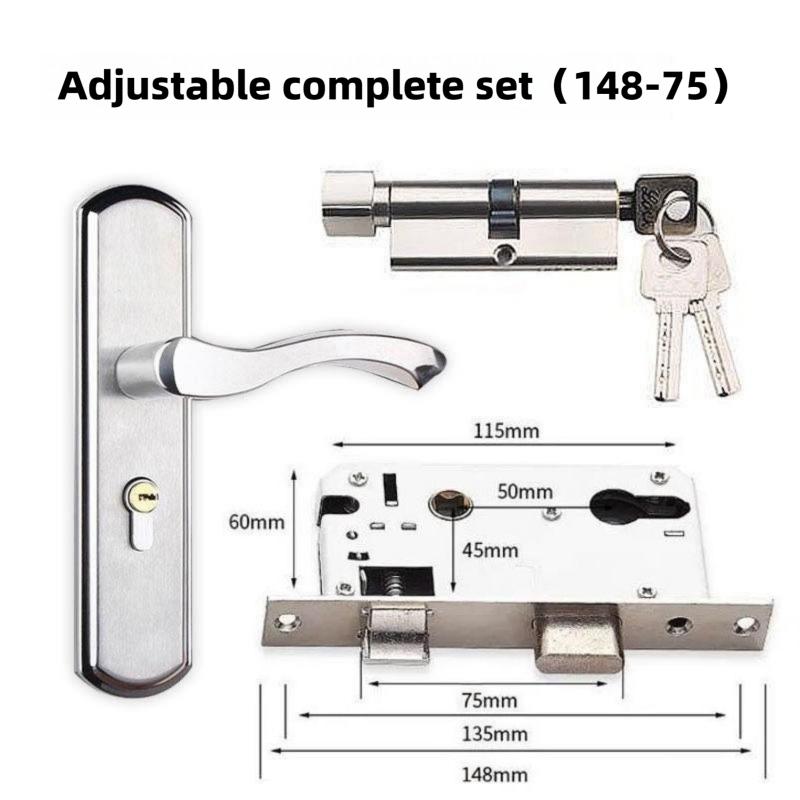 Stainless Steel Household Indoor Door Lock Universal Type Wooden Door Lock Tamper Free Adjustable Door Handle Bedroom Door Lock