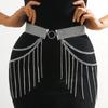 New Women's Metal Side-Swing Waist Chain Diamond-Tassel Design-Wedding Party & Everyday Wear Rhinestone Tassel Waist Chain Belt