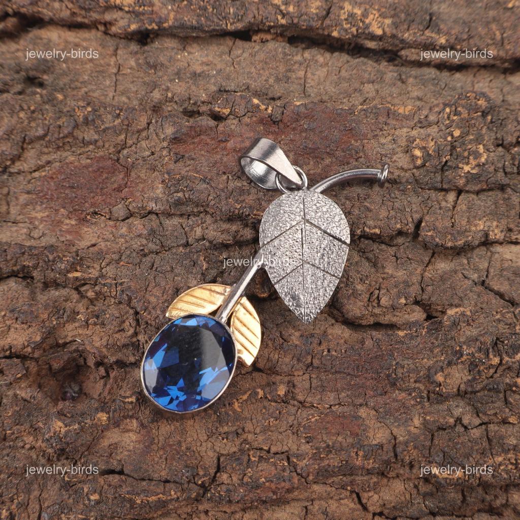 Mothers day Deal Oval London Blue Topaz Stone 925 Silver Unique Handmade Pendant PP-55-13