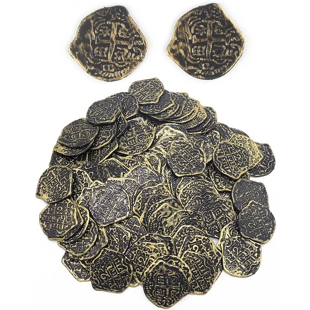 

Gold Coins Antique Coins Treasure Chest Gold Money Pirate Casino Old Coins 300 Pieces [FUPUTWO] (Bronze)