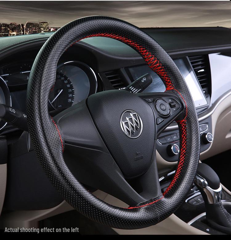 Cowhide Leather Hand-Stitched Steering Wheel Cover - Multiple Sizes & Colors Available