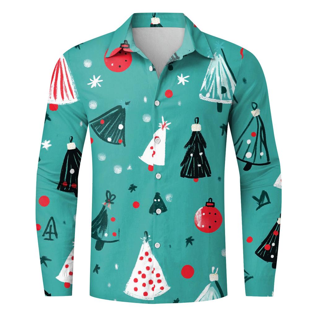 Camicia casual da uomo a maniche lunghe, ampia e alla moda, con risvolto