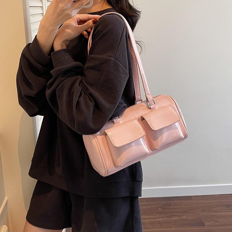 Simple Bowling Bag Women's New Fashion Texture Shoulder Bag Versatile Commuter Hand Pillow Bag