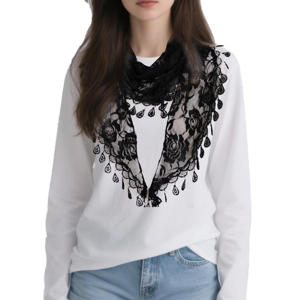 Any Occasion Scarf Fashionable Neckerchief Hollow Rose Scarf Lace Scarf
