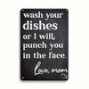 Metal Wall Sign Wash Your Dishes Funny Kitchen Decor Wooden Frame Gift for Women Mom Friend