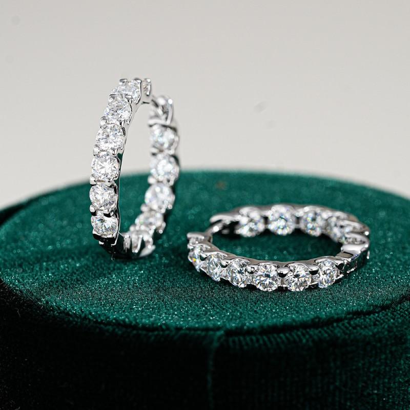 Sterling Moissanite Stud Earrings Women Geometric Design With Pave Setting Fashion OL Style Jewelry 925 Sterling Silver