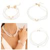 Elegant Choker Necklace with Multiple Chains for Women Fashionable Pearls Beaded Chain Necklace/Bracelet Accessory Charm