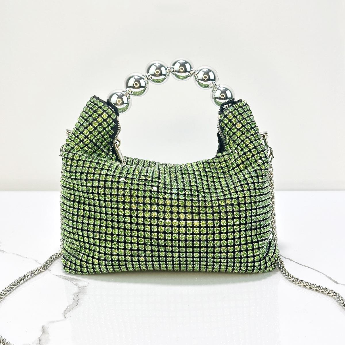 

Полная бриллиантовая блестящая женская ручная французская стальная сумка-сумка для ужина знаменитости, модная сумка через плечо зелёный