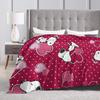Snoopys Heart Love Flannel Throw Blankets Cartoon Blanket for Bed Travel Super Soft Bedspread,