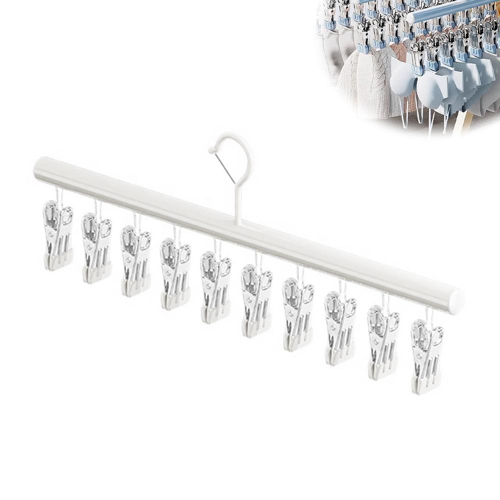 Closet Organizer With 10 Clips Space Saving Hanging Metal Multi-Clip Hanger For Leggings Pants Skirts 360 Rotating Hat Rack