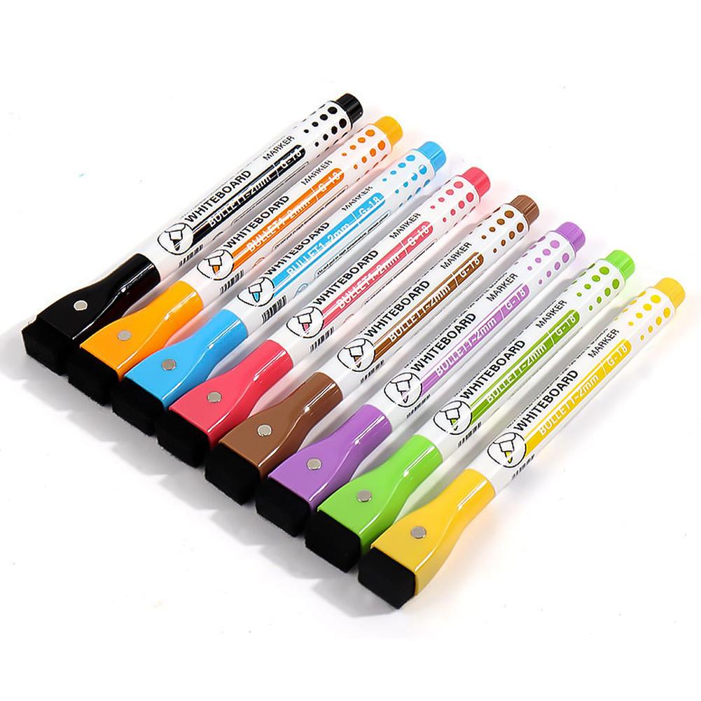 1PC/8PCS Magnetic Whiteboard Markers Erasable Liquid Chalk Markers with Eraser Water-base Ink Quick Drying Office Supplies