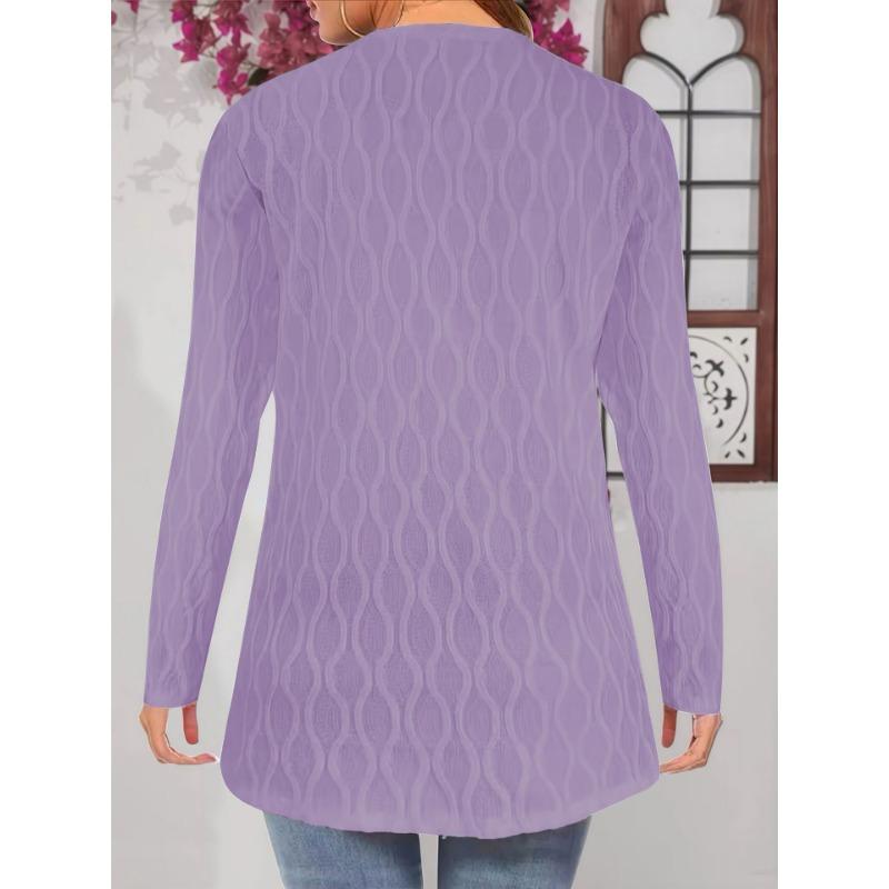 DAFIFY Damenmode, lässig, Herbst/Winter, einfarbig, mit Druck, lange Ärmel