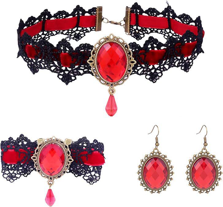 Collier Ras du Cou en Dentelle Gothique Rétro Punk pour Femmes
