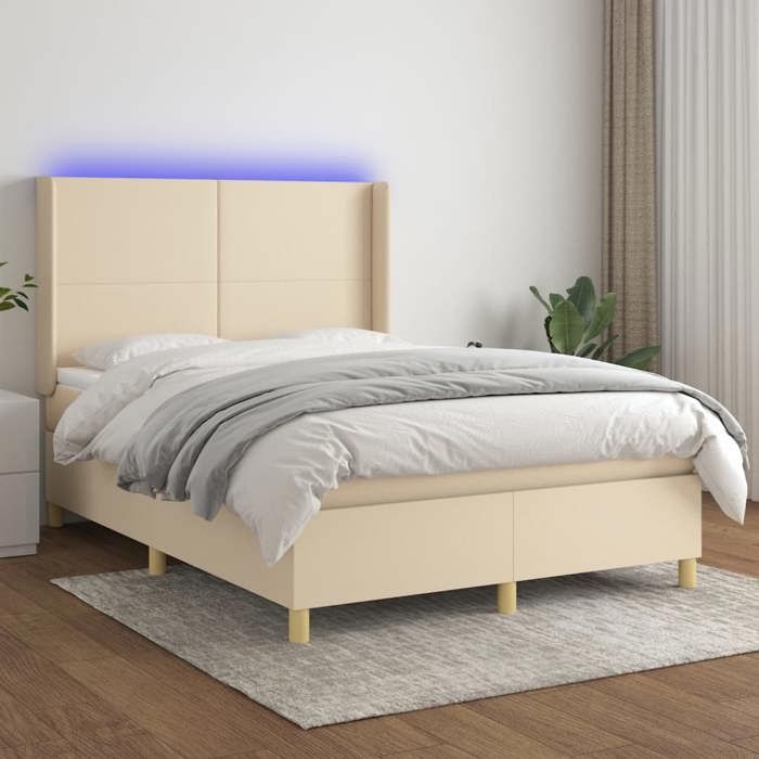 VidaXL Sommier à Lattes de Lit avec Matelas et LED, Lit Rembourré, Lit Double, Lit Adulte de Chambre à Coucher Intérieur, 3138722