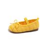 One-word belt woven bag head mesh shoes 2025 summer new Korean version of girls bow princess shoes with skirt sandals