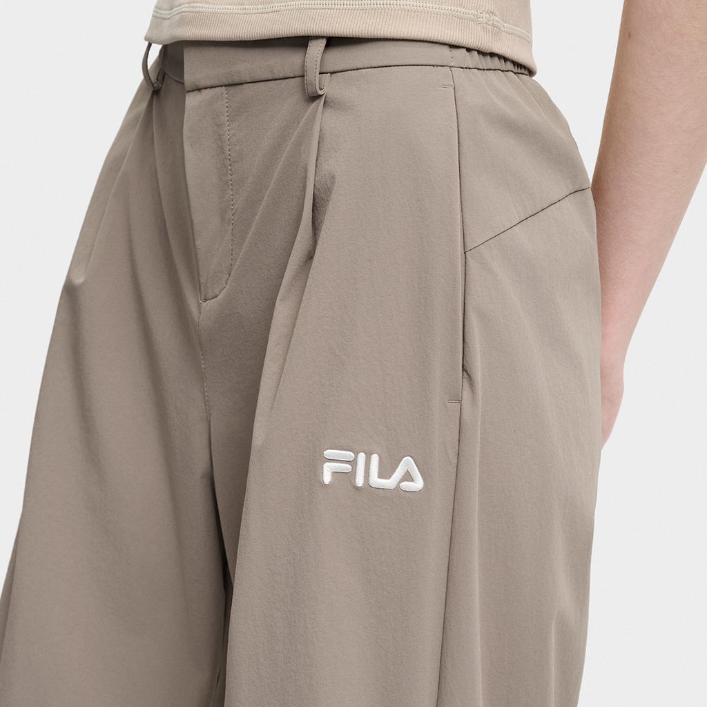 FILA Original Fashion Simple Classic Retro Sports Style Versatile Comfortable Loose Woven Casual Pants Women bottoms Apricot Brown F51W629801FDK