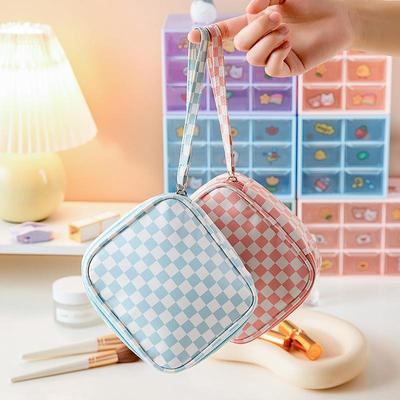 Borsa portaoggetti portatile per assorbenti igienici per studenti - Design a scacchiera