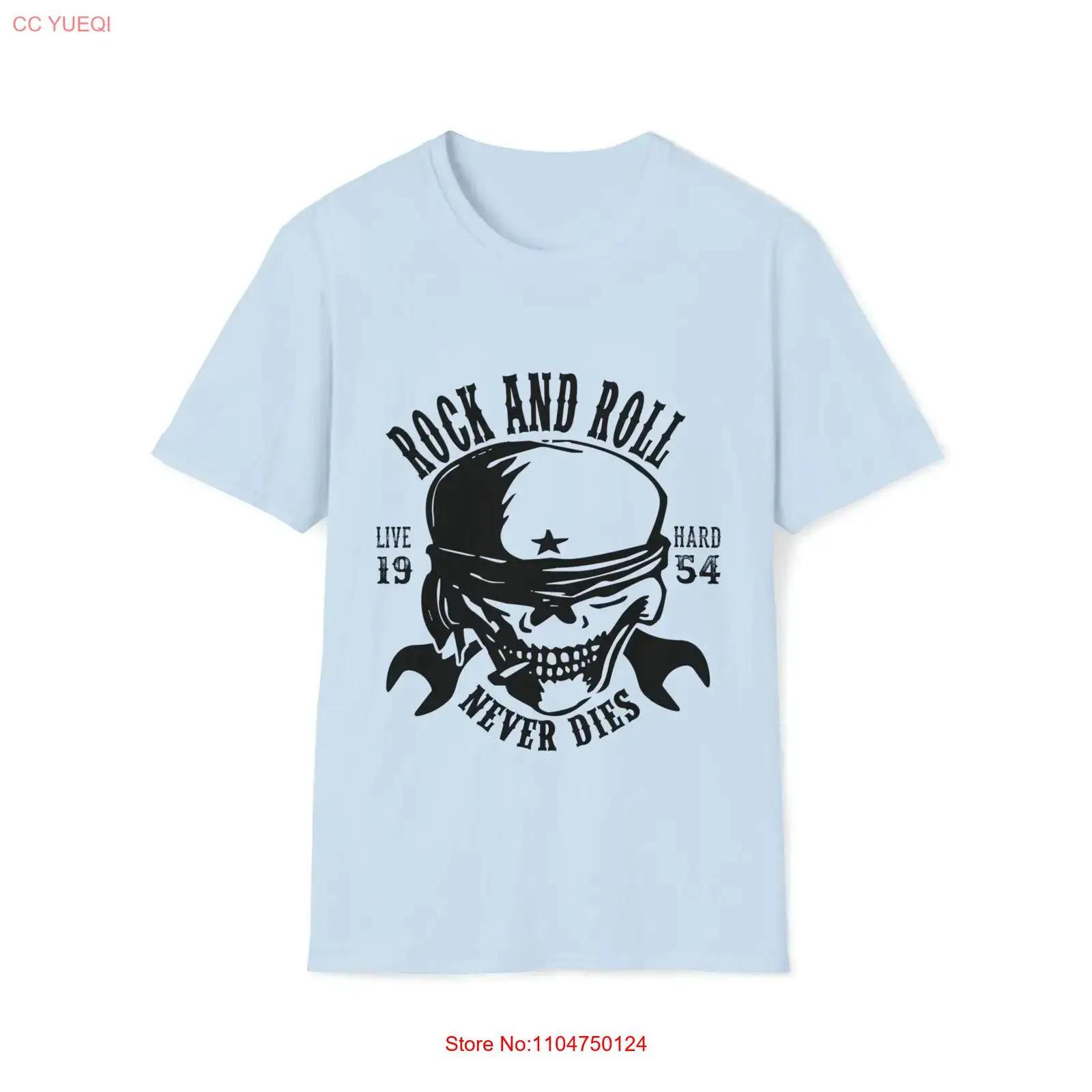 

Rock n roll never dies biker T Shirt vintage Washed Casual Breathable Stretched Soft Comfortable designer clothes Stylish S разноцветный