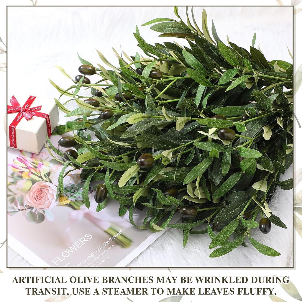 20 Pcs 18 Inch Artificial Olive Branches for Vases Fake Olive Branches Greenery Leaves for Tabletop Home Office Decoration