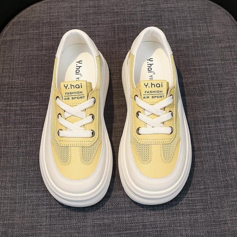 Little White Shoes Womens 2025 Summer New Versatile Platform Heightening Board Shoes Breathable Mesh Fashion Womens Casual Shoes