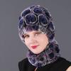 Rex Rabbit Rose Hat and Flower Scarf Set Specializing In the Production of Rex Rabbit Scarf Hat Two-piece Adult Hat