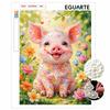 Cute Piglet Floral Pearl Painting Kit with Frame Sparkling Bead Canvas Creative Leisure Craft for Wall Decor Gift DIY Art Project