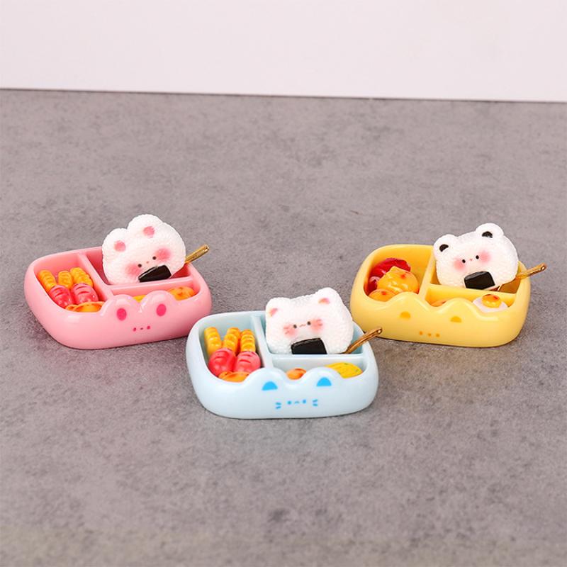 1 Set Children'S Pretend Play Toy Miniature Simulation Rice Ball Meal Playset Diy Decoration Realistic Portable Bento Food Model