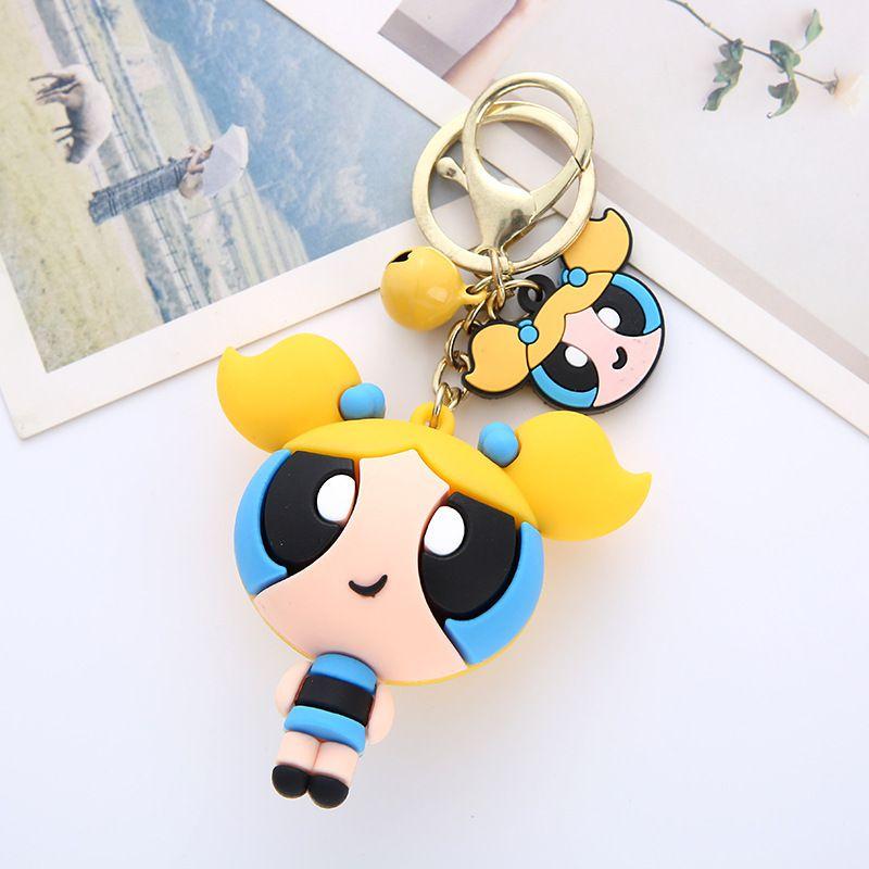 Lovely Powerpuff Girls Cartoon Keychain Bag Pendant For Kids