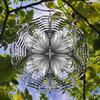 1pc Black and White Hand-Painted Mandala Rotating Wind Chime - Intricate Metal Design for All-Season Garden