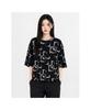 Laipeupeulipis Geometric Pattern Short Sleeve Blouse Women'S Embossed Pleated T-Shirt Black White