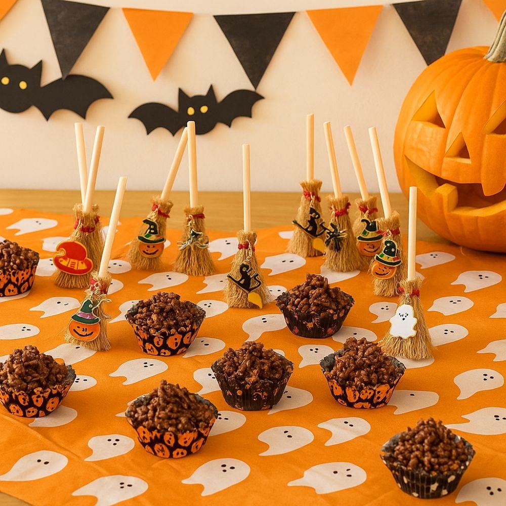 Spider Ghost Halloween Broom Wooden Red Rope Broom Mini Broom Pendant  Halloween Festival