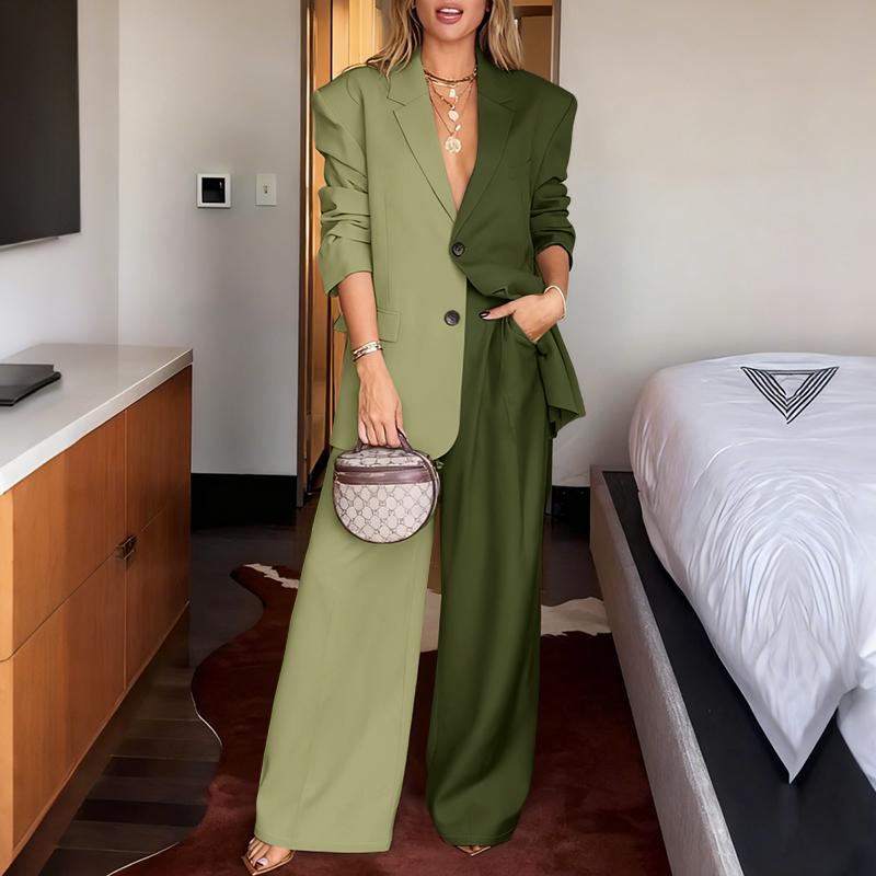 

ZANZEA Женские блейзер с длинным рукавом и брюки, повседневные костюмы-двойки 5XL армия зеленый