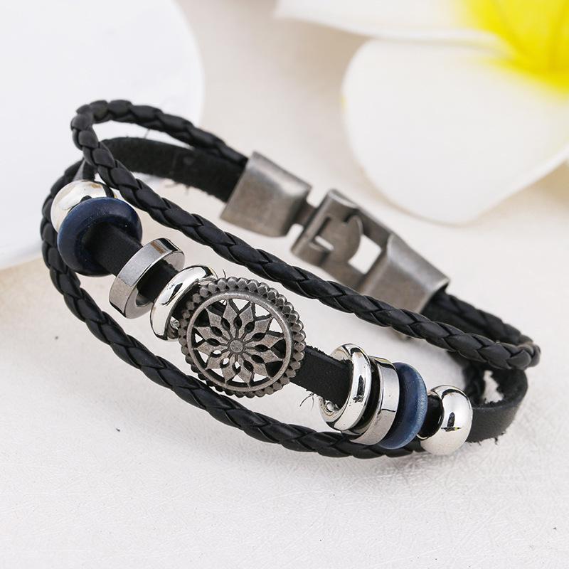 

Alloy Beaded Hand-Woven Leather Bracelet for Men and Women, Popular Jewelry Accessory