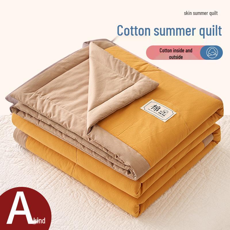 Cotton Solid Color Summer Quilt - Lightweight & Breathable for Dorms and Homes