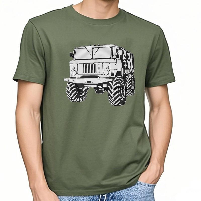 

Russe Rétro Voiture GAZ-66 Hors Route Hommes T-shirt Court Casual 100% Coton Chemises Taille S-3XL 4XL